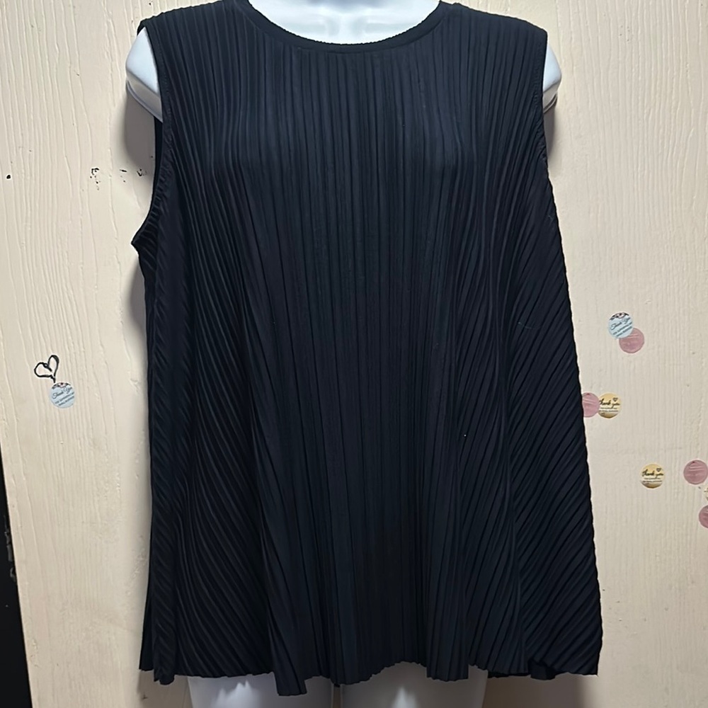 Philosophy Pleated Tank Top - Dark Blue - Size Small - Sleeveless Blouse